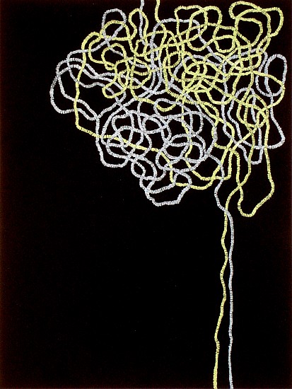 Robert Jack, An Unwound Tangle of Code, 2012
Metallic ink on black pastel paper, 12 x 9 inches (30.5 x 22.9 cm)