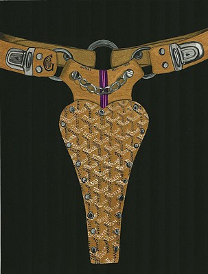 Libby Black, Goyard Chastity Belt, 2010
Gouache on paper, 14 x 11 inches (35.5 x  28 cm)
