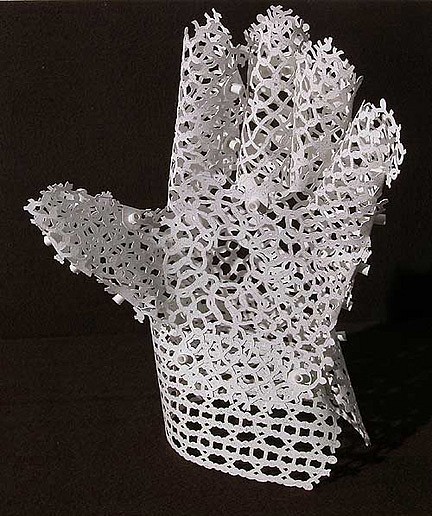 Aric Obrosey, Work glove, 2004
Cut paper with charcoal and graphite, 10 x 7.3 x 4.75 inches (25.5 x 18.5 x 12 cm)