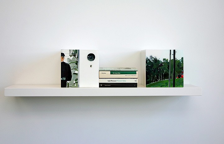 Maria Park, Bookends Set 3, 2014
Acrylic on plexiglas cubes and 4 books on shelf, Books: Njal's Saga, Penguin Classics (1964); Isak Dinesen, Winter's Tales, Vintage Books (1961), Herodotus, The Persian Wars, Modern Library (1942); T.S. Eliot, The Waste Land and Other Poems, Harvest B, Cubes: 7 x 7 x 7 inches each (17.75 x 17.75 cm), Shelf: 1.5 x 36 x 8 inches (4 x 91 x 20 cm)
Sold