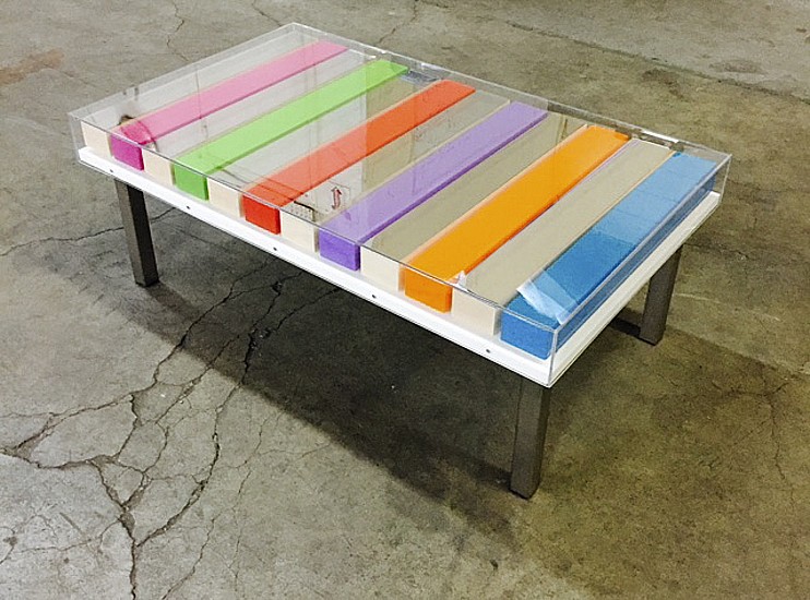Heidi Spector, It's Not You, It's Me, 2017
Acrylic with resin on birch panels / Polished mirrored stainless steel on birch panels encased in acrylic, 18 x 37 x 25 inches (46 x 94 x 64 cm)