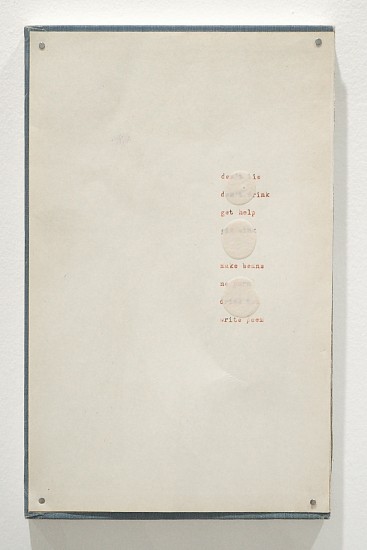 Daniel Weiner, To Do List (Don’t Lie / Don’t Drink / Get Help / Fix Sink / Make Beans / No Porn / Drink Tea / Write Poem) , 2017
Mixed media nailed to birch ply, 9.25 x 5.75 x 1 inches (23.5 x 14.6 x 2.5 cm)
Sold