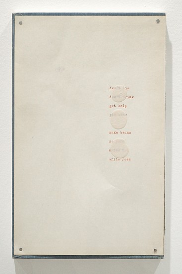 Daniel Weiner, To Do List (Don't Lie / Don't Drink / Get Help / Fix Sink / Make Beans / No Porn / Drink Tea / Write Poem) , 2017
Mixed media nailed to birch ply, 9.25 x 5.75 x 1 inches (23.5 x 14.6 x 2.5 cm)
Sold