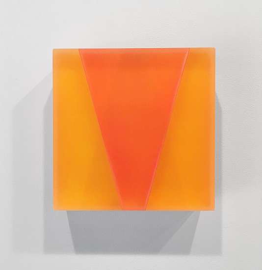 Michelle Benoit, September Sound, Orange, 2018
Mixed media on hand cut, reclaimed lucite and appleply
9 x 9 x 2in (23 x 23 x 5cm)