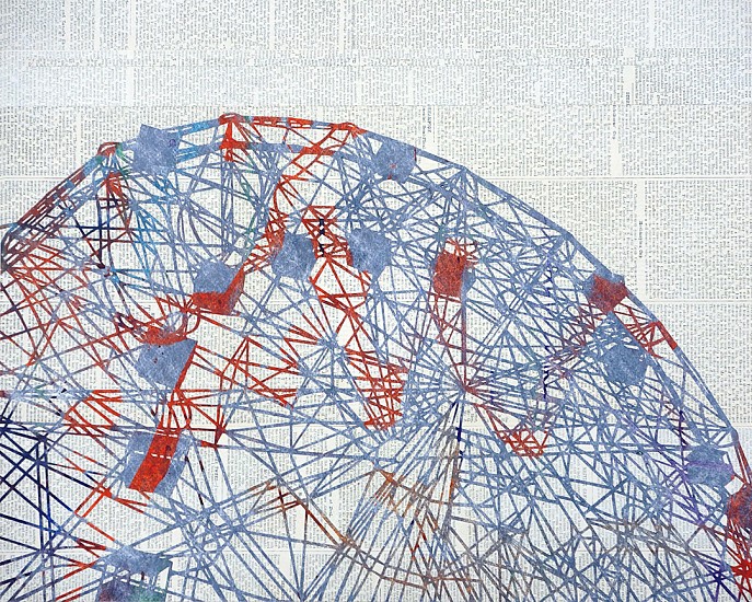 William Steiger, Deno's Wonderwheel, 2020
Collage of cut and found paper, gouache and glue mounted on panel, 16 x 20 inches